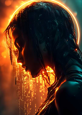 Cyberpunk Woman with Halo