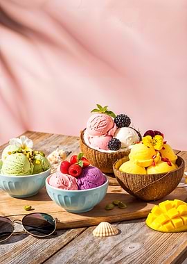 Tropical Ice Cream Bowls