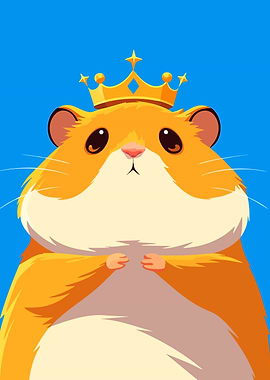 Cute Hamster King Minimalist Art Illustration