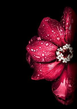 Red Flower with Dew Drops
