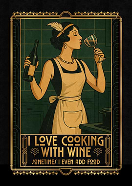 Cooking with Wine Art Print