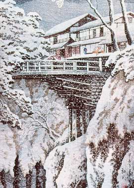 Snowy Japanese Bridge