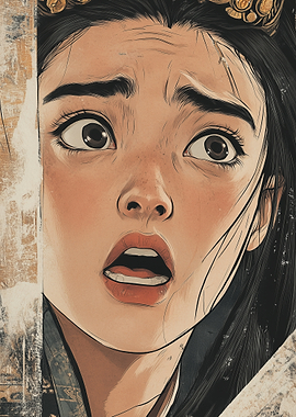 Anime Girl with Fearful Expression