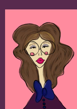 Brünette Girl with Glasses and Bow, stylized