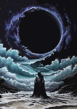 Hooded Figure Under Black Ring