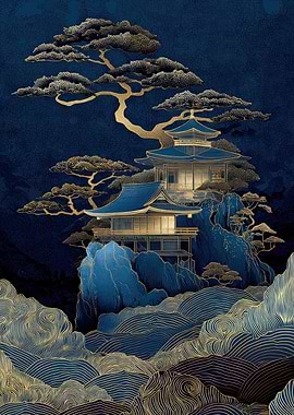 Japanese Temple on Mountain