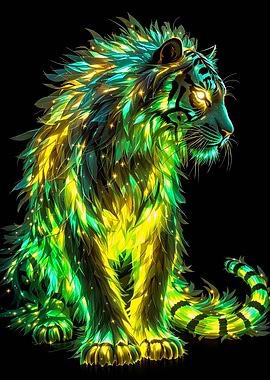 Green & Gold Glowing Tiger