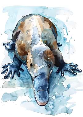 Platypus Watercolor Illustration