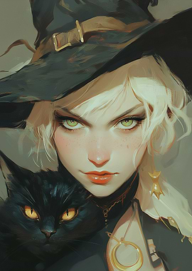 Witch with Black Cat