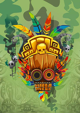 Tribal Mask with Feathers