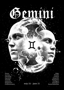 Gemini Zodiac Illustration