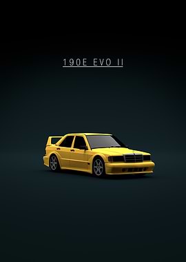 Yellow Mercedes 190E EVO II - Front