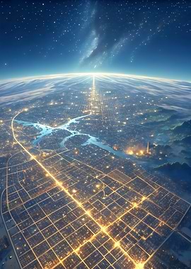 Cityscape Under Stars