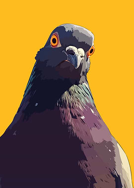 Funny Pigeon Minimalist Art Portrait
