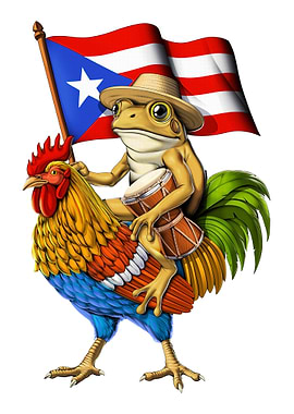 Puerto Rican Coqui Frog Riding Rooster