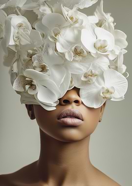 Woman with Orchid Mask