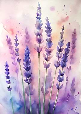 Watercolor Lavender Bouquet