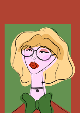 Woman with Glasses and Bow, stylized