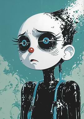 Sad Robot Girl Illustration