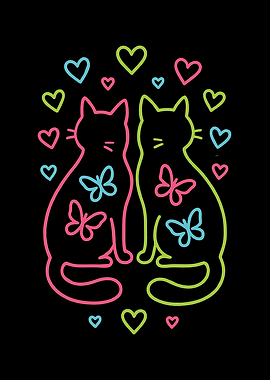Neon Cat Couple