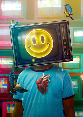 TV Head with Smiley Face