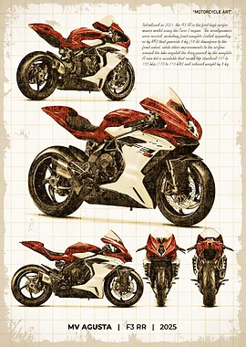 MV Agusta F3 RR 2025 Blueprint sketch