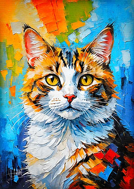 Colorful Cat Portrait
