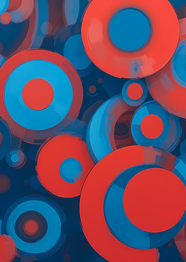 Abstract Red and Blue Circles