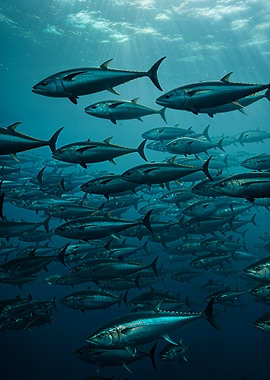 Tuna School Underwater