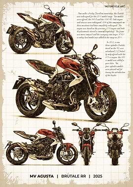 MV Agusta Brutale RR 2025 Blueprint Sketch