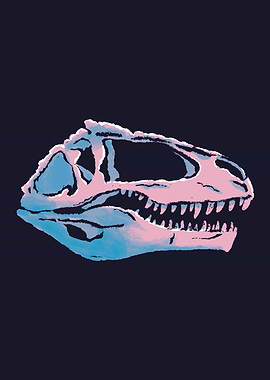 Neon Dinosaur skull fossil of Giganotosaurus