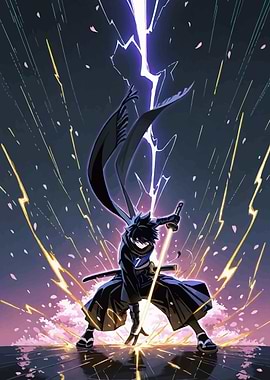 Anime Samurai with Lightning