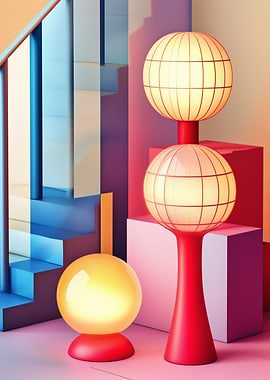 StairGlow – Retro Lights & Digital Forms - Modern Red Globe Lamps
