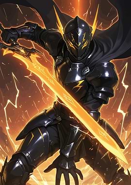 Dark Knight with Glowing Sword
