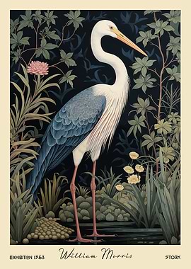 William Morris Stork Floral Botanical