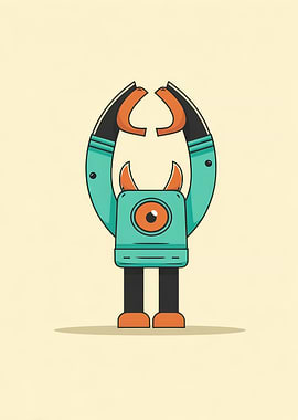 One-Eyed Robot Illustration