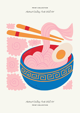 Pink Ramen Bowl Art