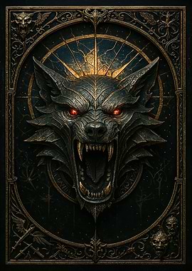 Black Wolf Head – Gothic Metal Fantasy Poster