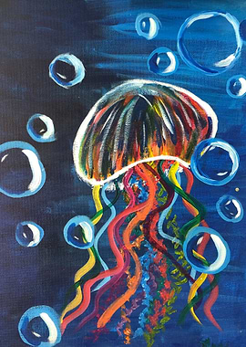 Colorful Jellyfish Painting