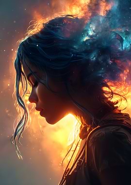 Woman with Cosmic Hair