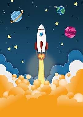 Rocket Launch Illustration