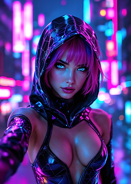 Cyberpunk Woman in Neon City