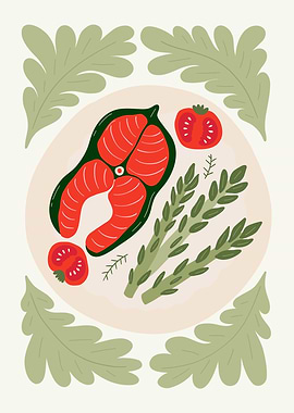 Salmon with Asparagus and Tomatoes