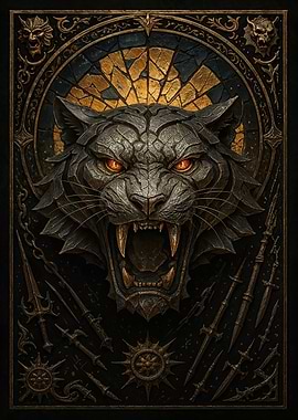 Roaring Tiger – Gothic Metal Fantasy Beast Poster