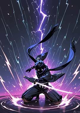 Anime Samurai with Lightning