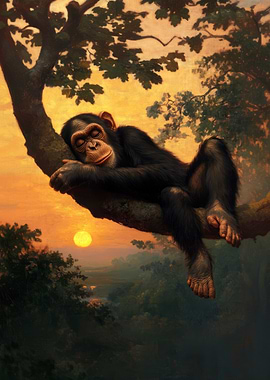 Chimpanzee Sunset Slumber