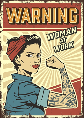 Woman at Work Vintage Poster