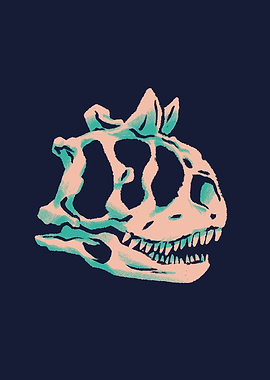 Neon Dinosaur skull fossil of Carnatasaurus