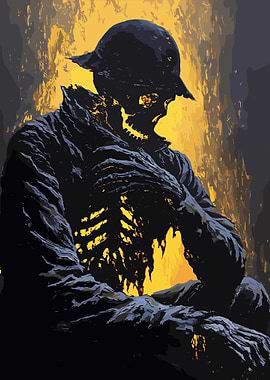 Skeleton Soldier in Flames