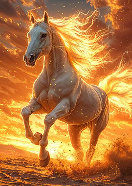 White Horse at Sunset